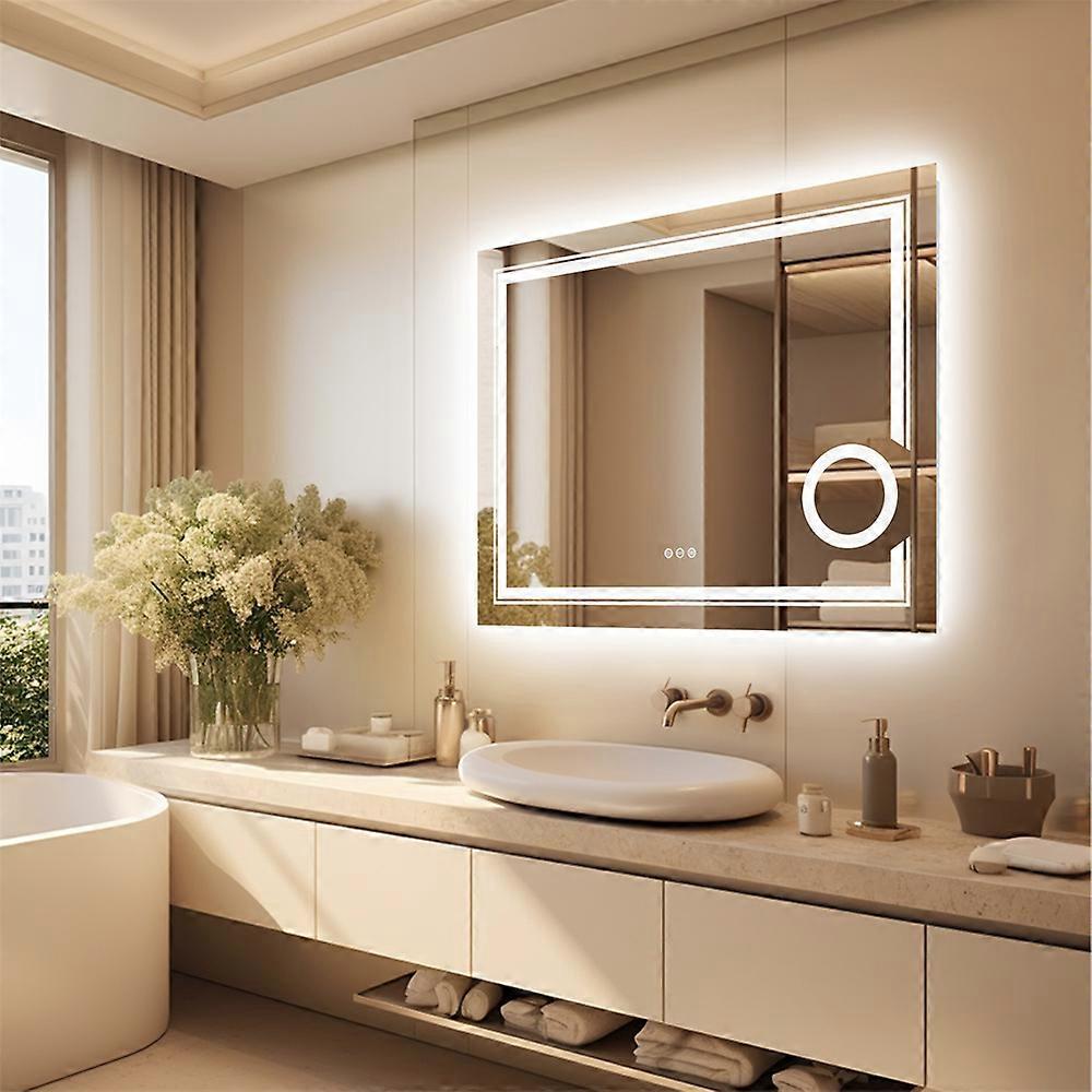 Illuminated LED Bathroom Mirror with Demister Touch Sensor 3X Magnifier Makeup Mirror