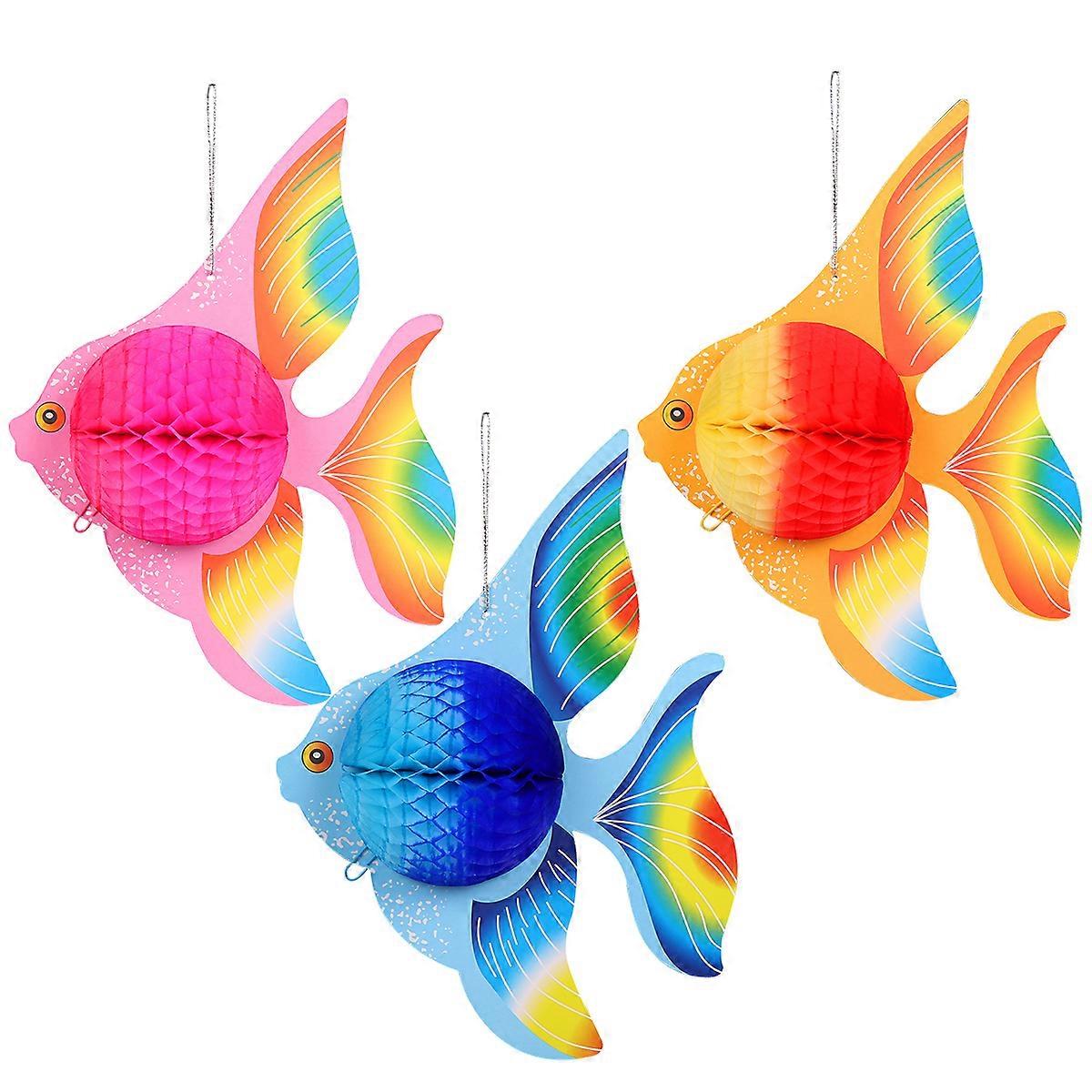 STOBOK 6pcs Colorful Tissue Paper Goldfish Foldable Tropical Fish Decoration Hanging Ornament Party Supplies