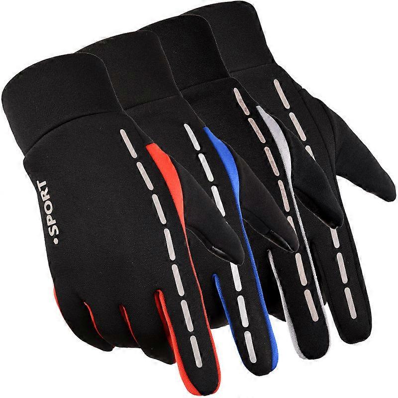 Women Men Cycling Gloves Reflective Outdoor Cycling Warm With Velvet Touch Screen Waterproof Windproof