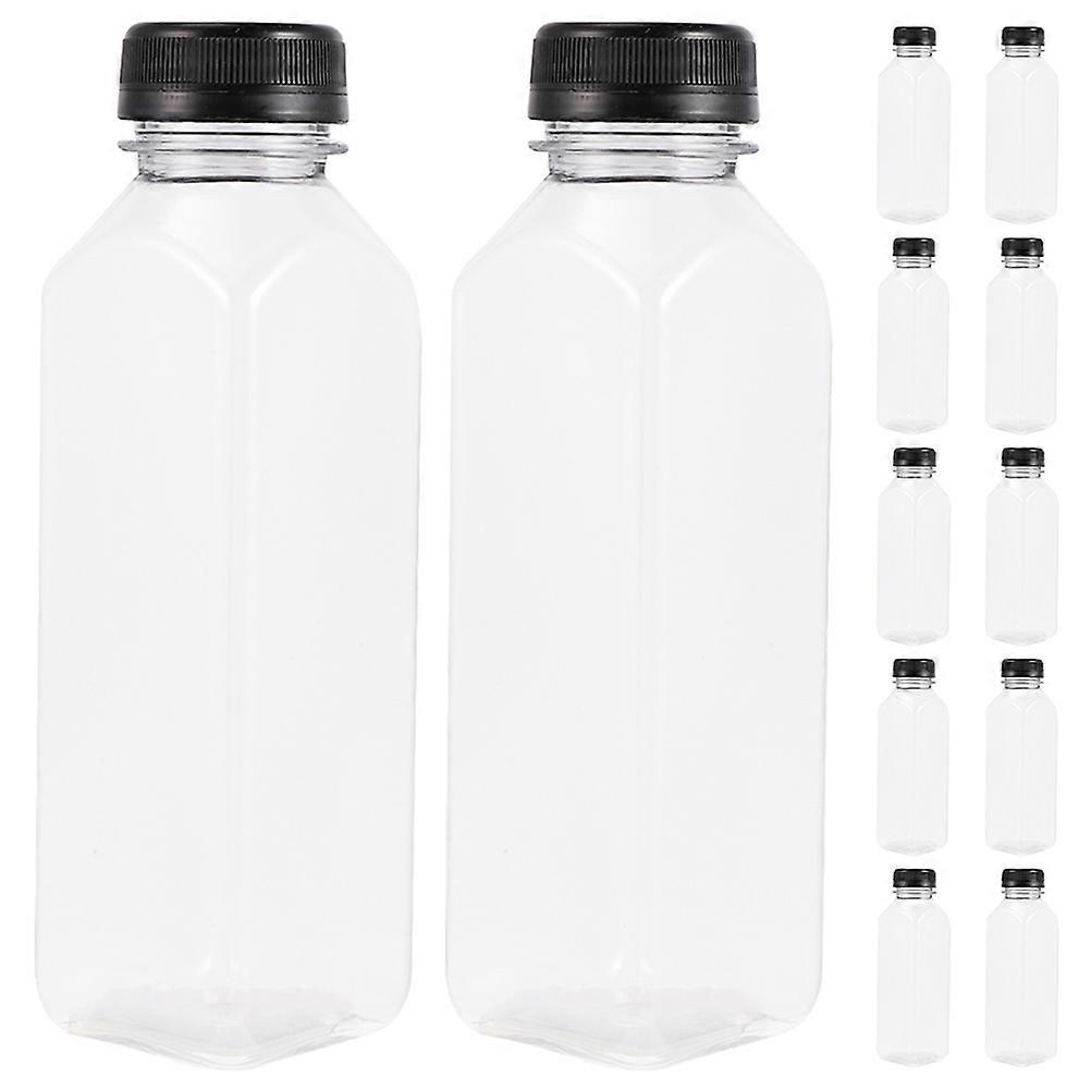 12pcs Plastic Juice Bottles Empty Clear Containers Juice Milk Beverage Reusable Bottles