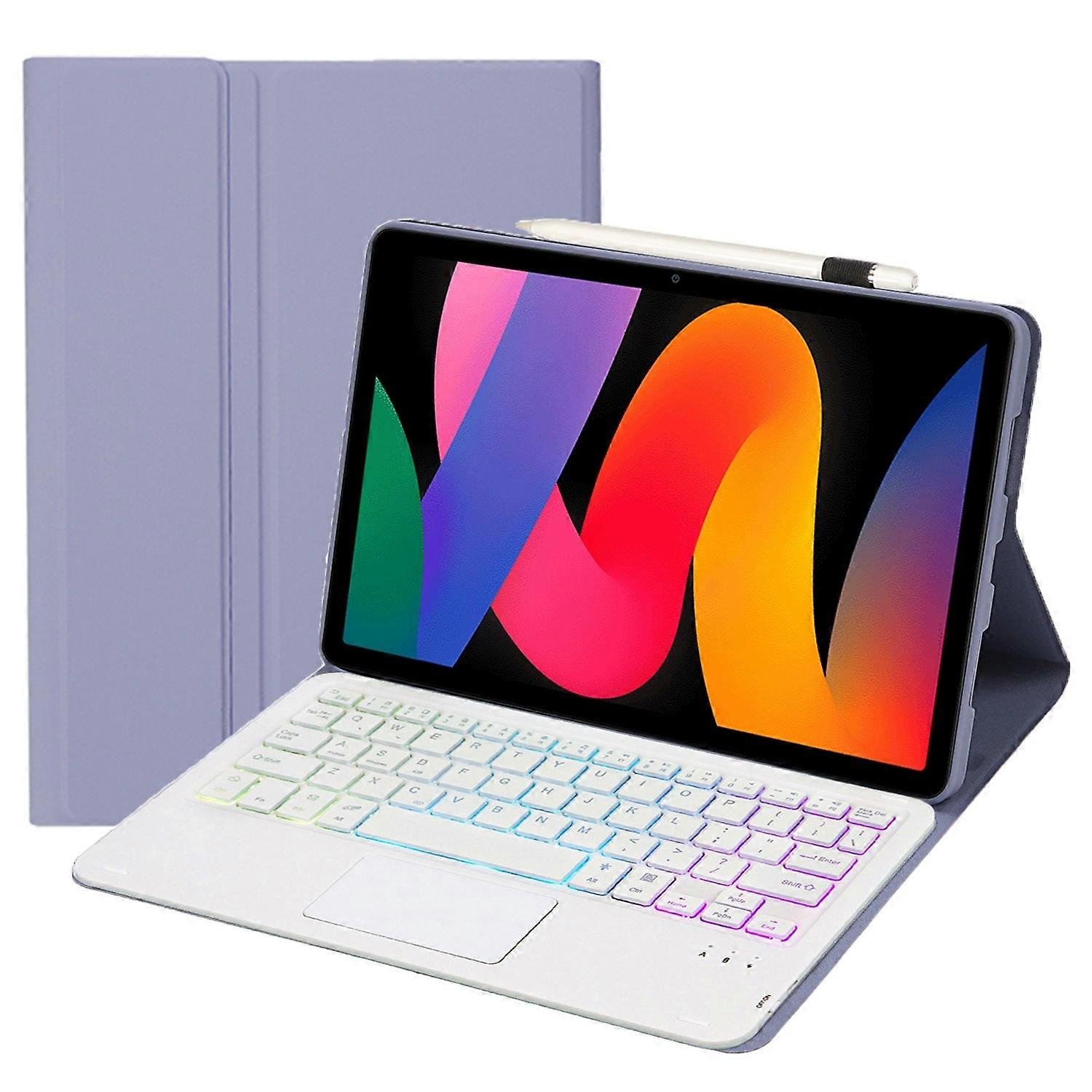 A0N9-AS For Xiaomi Redmi Pad SE Touchpad Bluetooth Keyboard with Backlit, Slim Tablet Case - Purple