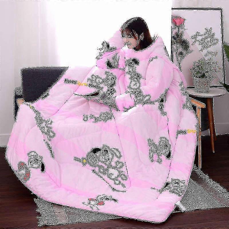 Multifunction Lazy Quilt With Sleeves Winter Warm Thickened Washed Quilt Blanket