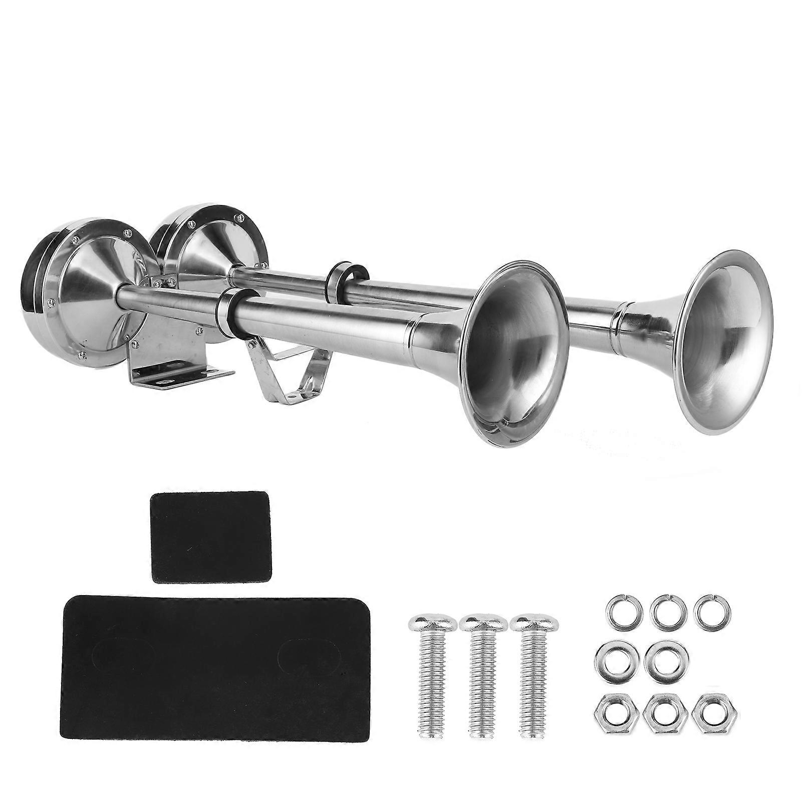 12V 双喇叭气喇叭 304 不锈钢抛光警报器，适用于海洋船只 RV SUV 卡车