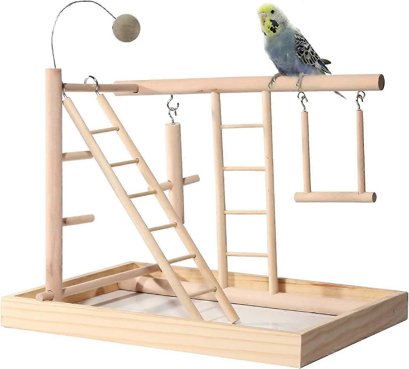 LINJOU Playground עץ מוט חדר כושר לול עם נדנדת סולם - לחיות מחמד תוכי קוקטיאל Budgie