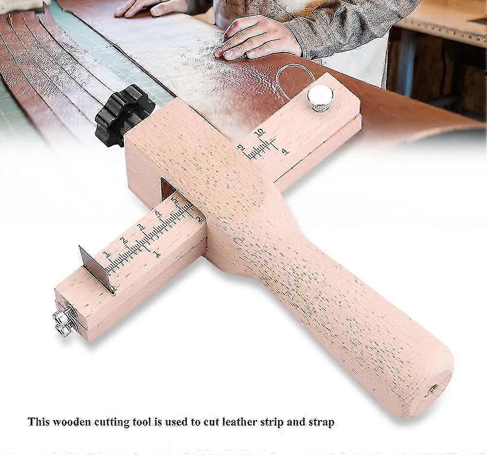 Leather Band Adjustable Strap Cutter, Handmade Wood Cutting Leather Band, Diy Craft Cutting Tools Diy Cutter With 5 Blades, For Leather Crafts