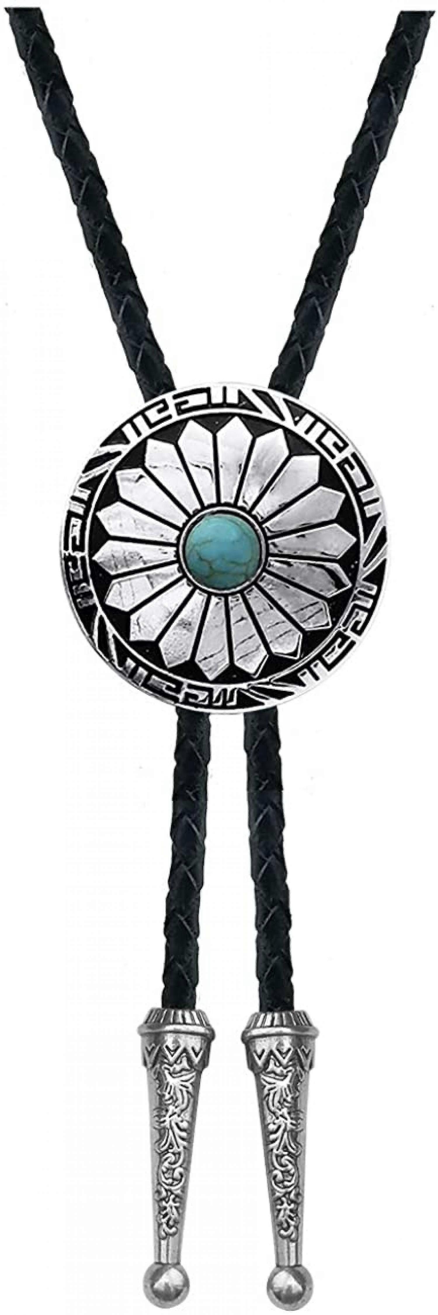 WENTUR Stone Bolo Tie - Vintage Western Style For Men & Women, Adjustable Leather