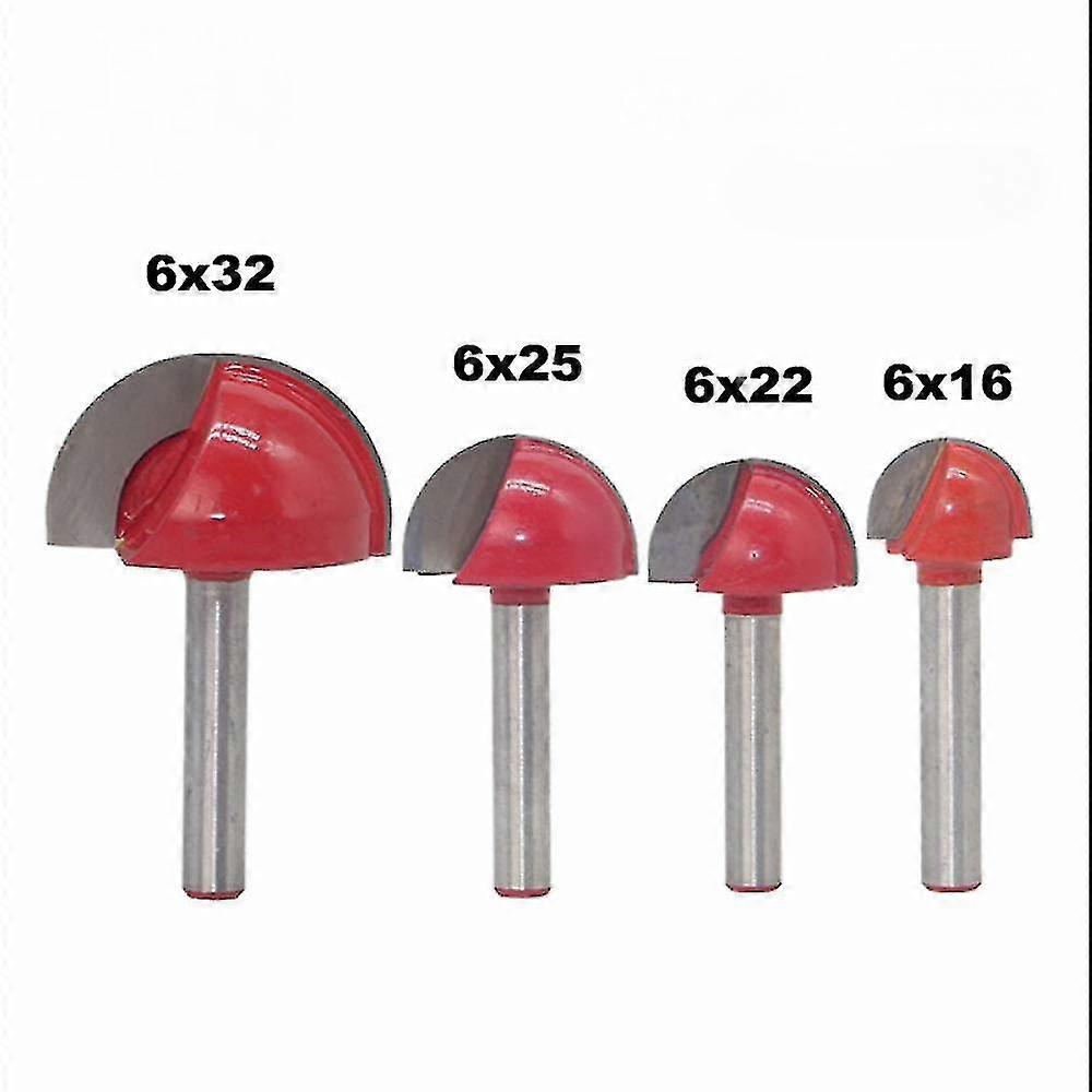 6mm-4pcs 6mm-4pcs Round Woodworking Cutters Cnc Radius Core Box Solid Carbide Tools