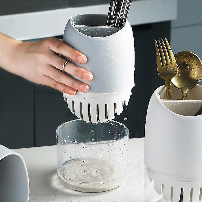Kitchen Storage Chopsticks Tube Multifunctional Round Plastic Double-layer Hollow Drain Diatom Mud