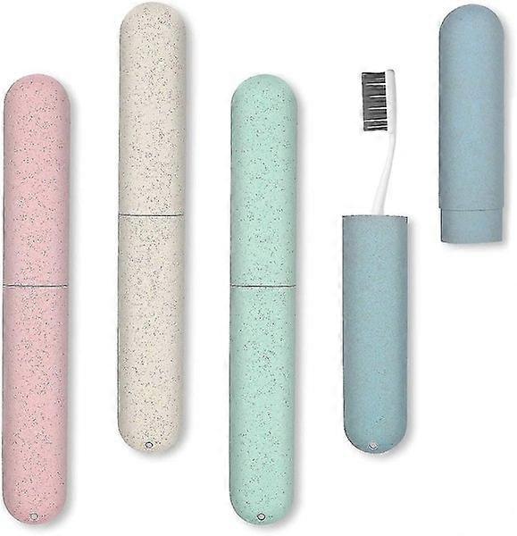 Travel Toothbrush Case Set with Eco-Friendly Wheat Straw Storage Cases