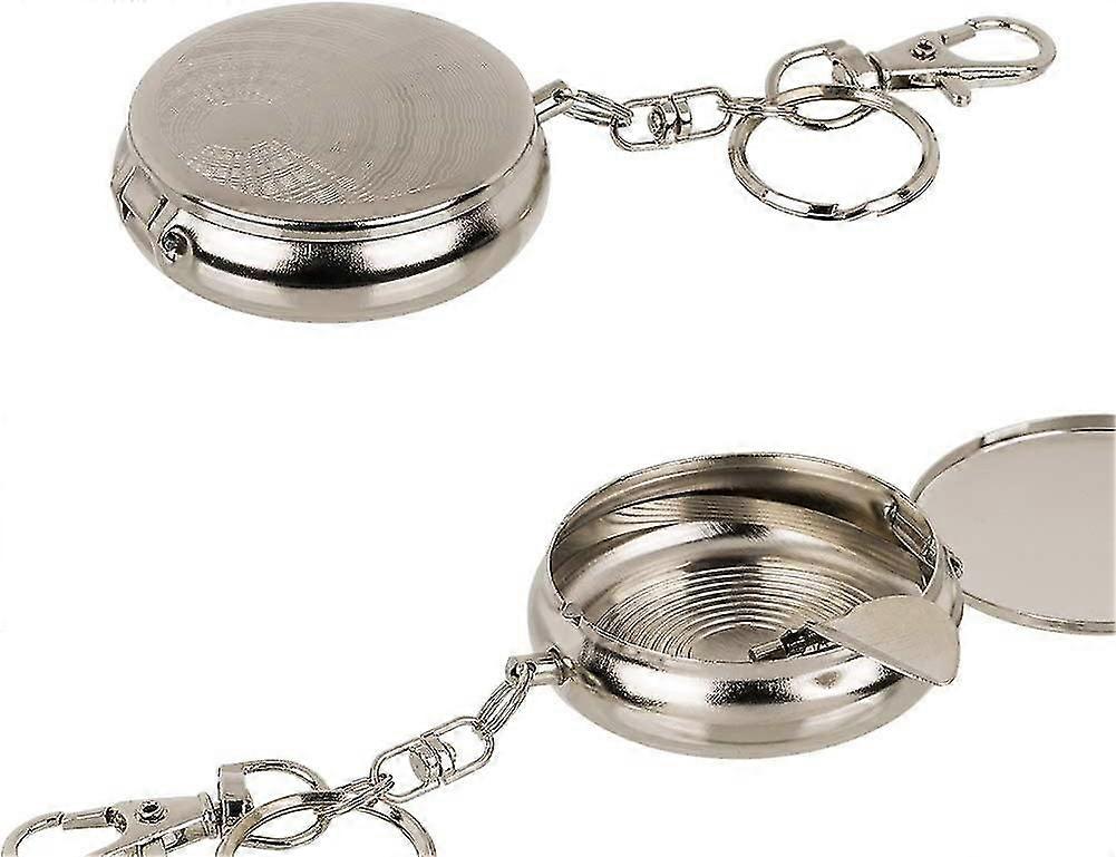 2 قطعة معدني جيب منفضة سجائر مفتاح الدائري لأعقاب السجائر - صندوق حبوب منع الحمل اليومي المحمول