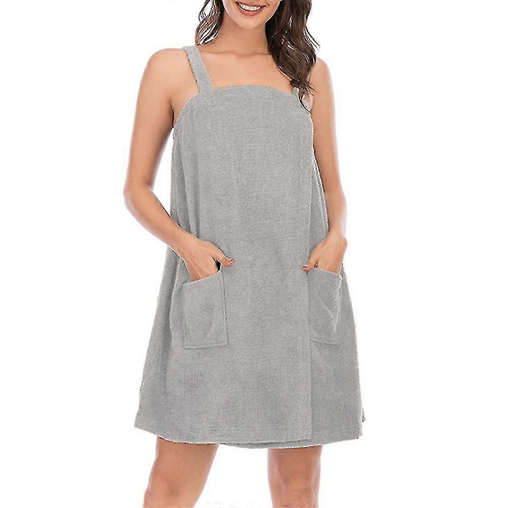 Kvinners badekar / dusj Wrap håndkle kjole med stropper Lukking Lett knelengde Body Wraps