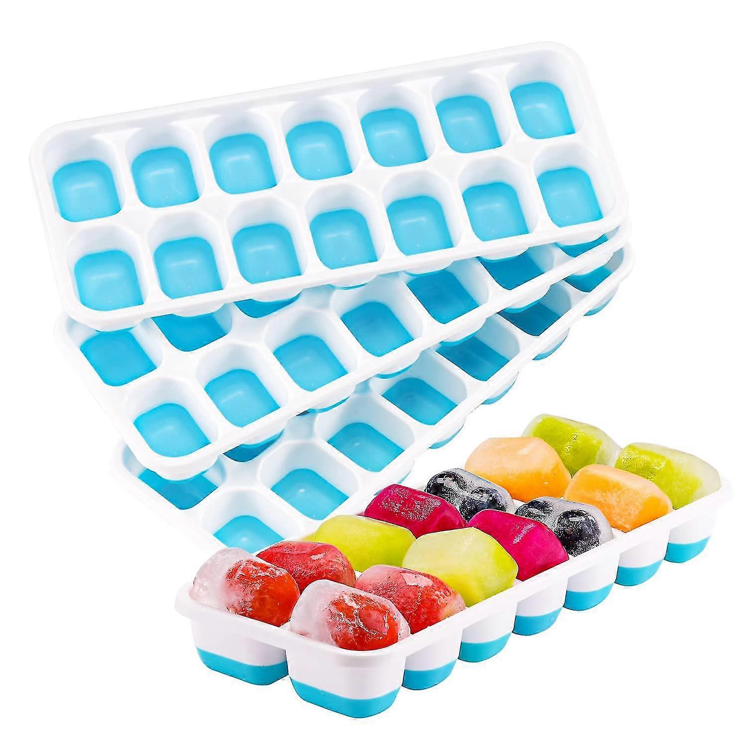 Ice Cube Tray 4 Pack Silicone Ice Cube Trays With Removable Lid Flexible Ice Cube Trays With Easy Release 14 Cubes Per Tray For Cocktails Whiskey Baby