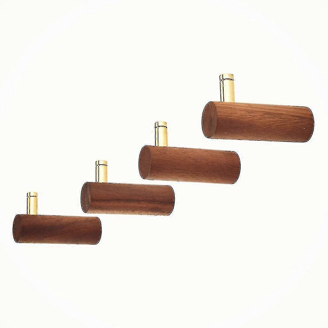 4 Pack Coat Hook,with Gold Nails For Hanging Clothes,black Walnut