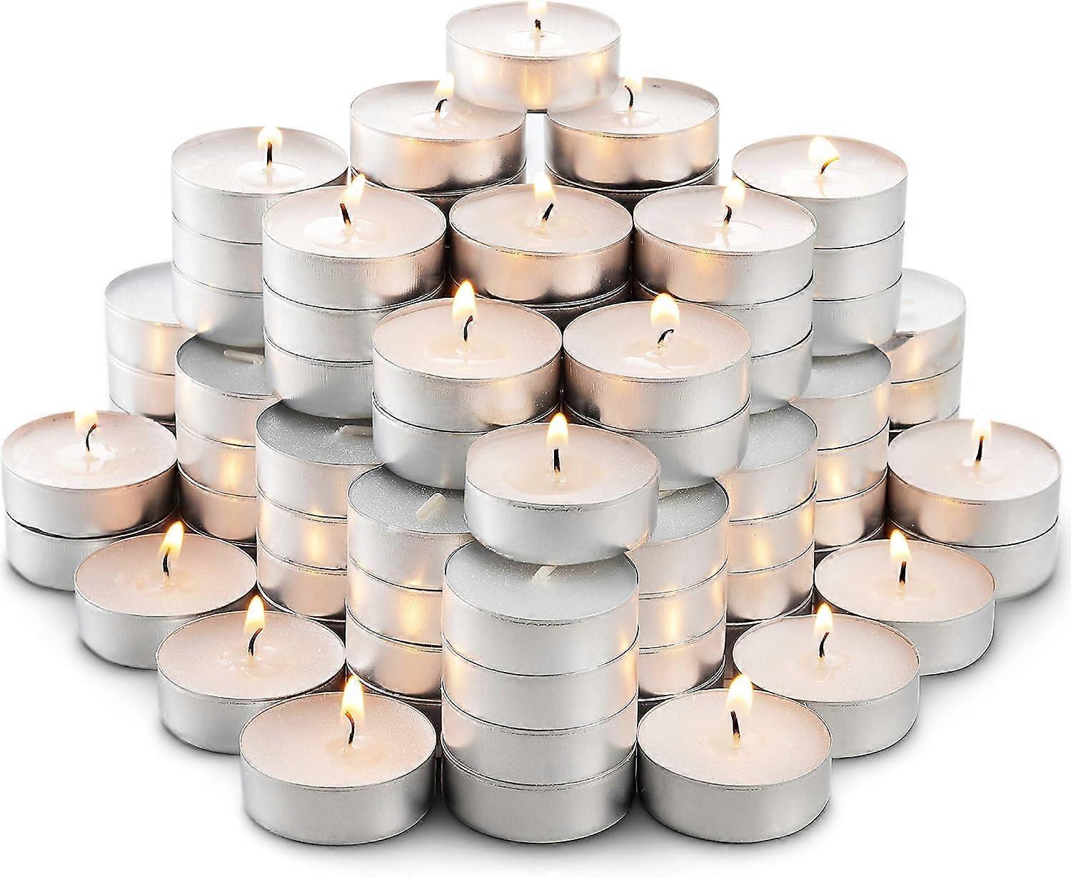 Bulk Unscented Tealight Candles - 20 White Paraffin Tea Candles, Smokeless, Dripless, Long Lasting