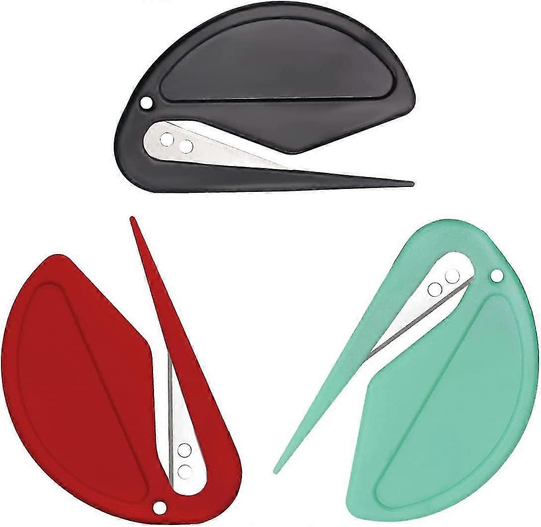 Letter Opener Safe Mini Portable Universal Plastic Envelope Openers For Unpacking Box Knife Paper Cut (3pcsmulticolor)