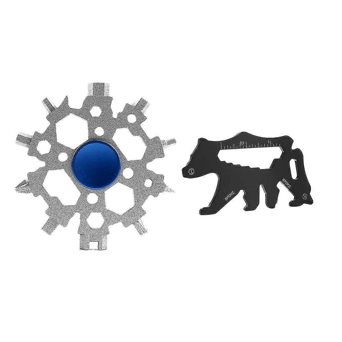 22-in-1 Snowflake Multitool With Multitool Card Snowflake Wrench E