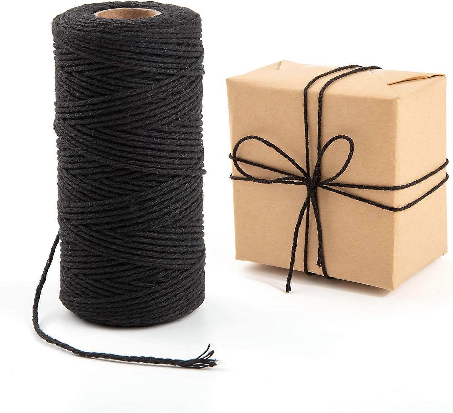 Twine String,328 Feet Natural Jute Twine String for DIY Crafts, Gardening, Card, Letter, Packing Materials (Black)