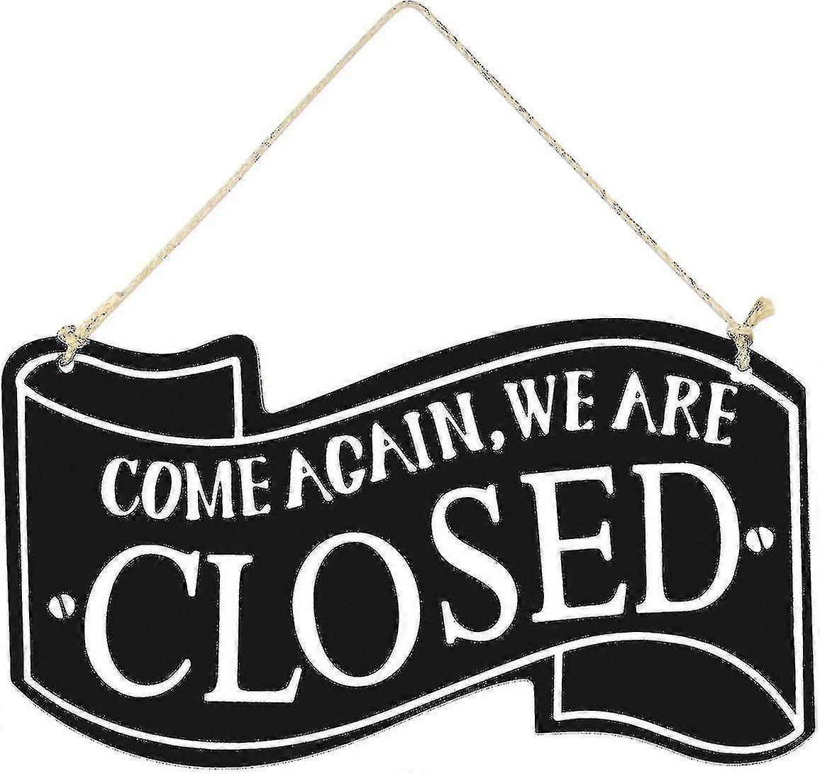 Wooden Double Sided Store Open And Closed Signs For Store Business Or Home (black)