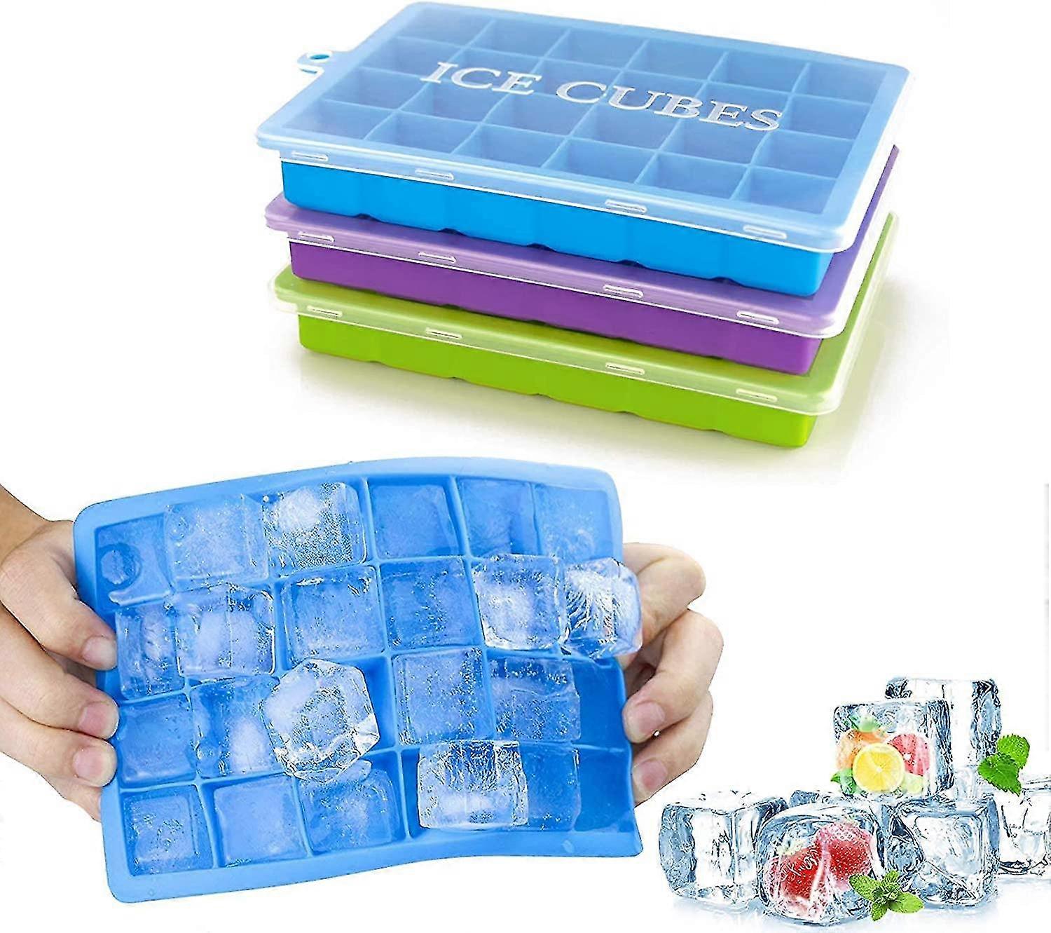ice cube mold,3pcs trays,trays with lid,silicone tray, bpa free, lfgb certified,24 compartments