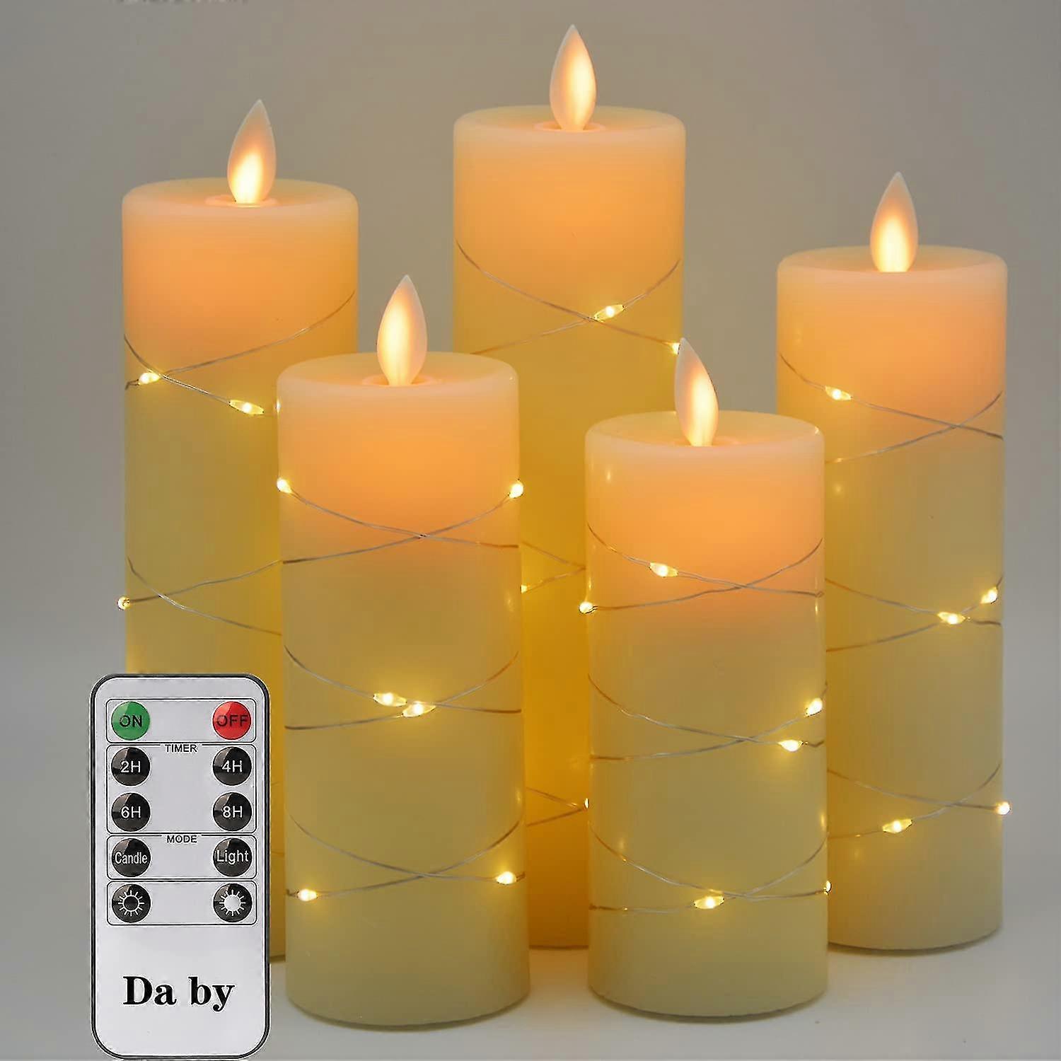 Led Candle Lights From Da By, Integrated Light Garlands, 5 Led Candles, With 10-key Remote Control, 24 Hour Timer Function