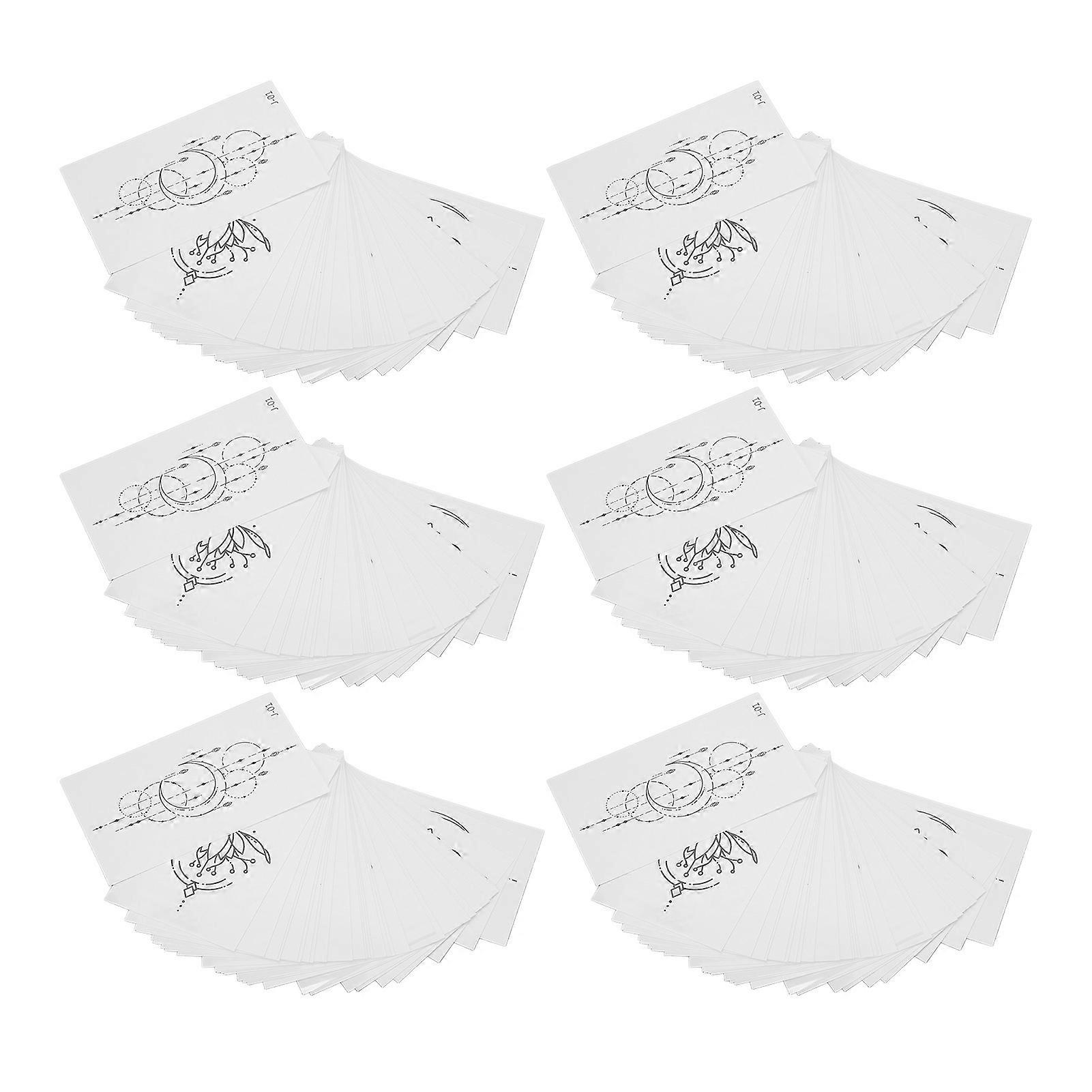 6 Sets 180pcs Geometric Temporary Tattoos Moon Sun Flower Outer Space Geometric Fake Tattoos