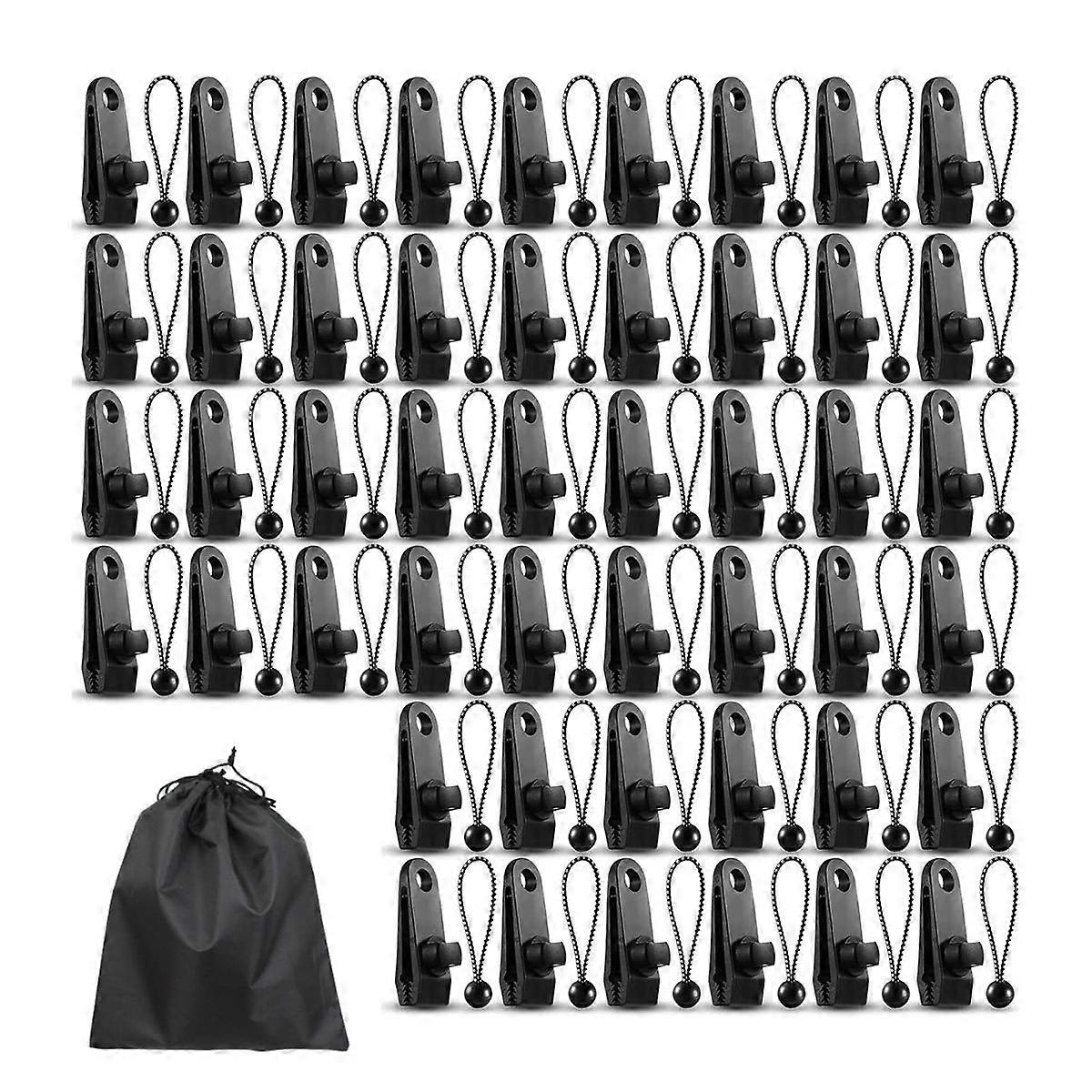 30 Pcs Tarp Clips and 30Pcs Ball Bungee Cords, Tarp Heavy Duty Lock Grip Tent Fasteners Clips Pool
