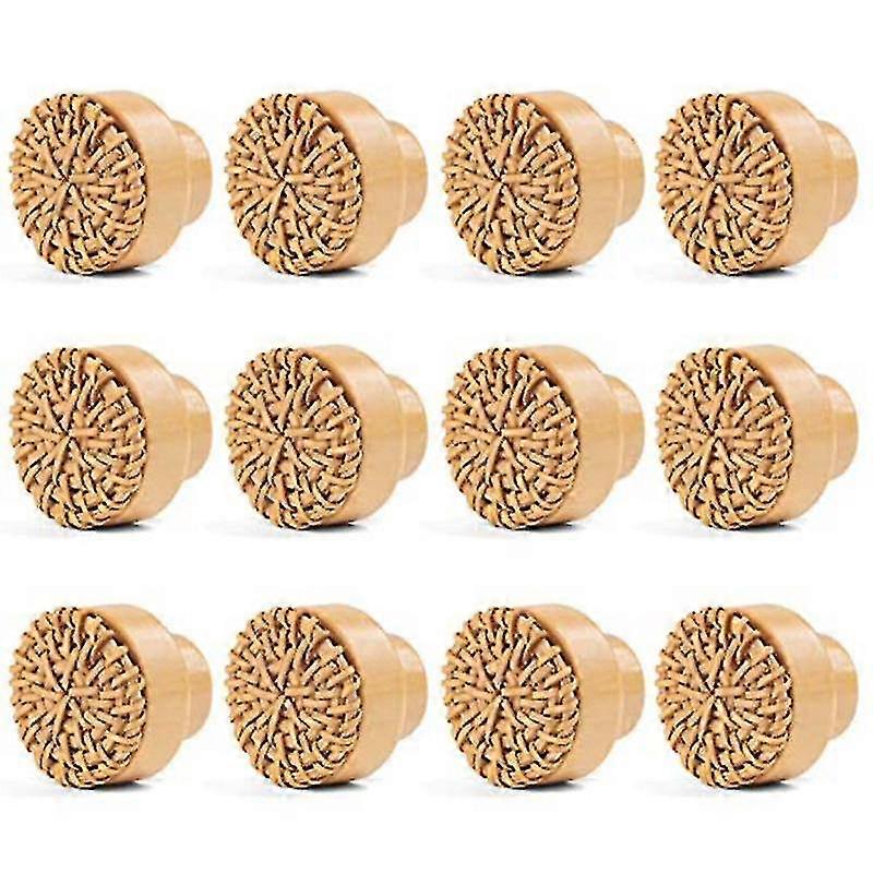 12 piezas 35mm Boho Dresser Knobs Rattan Knobs con tornillos, naturaleza