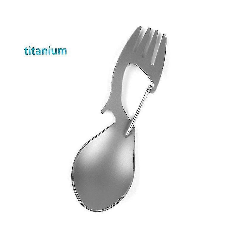 3 In 1 Stainless Steel Titanium Camping Tableware Fork Spoon Bottle Opener