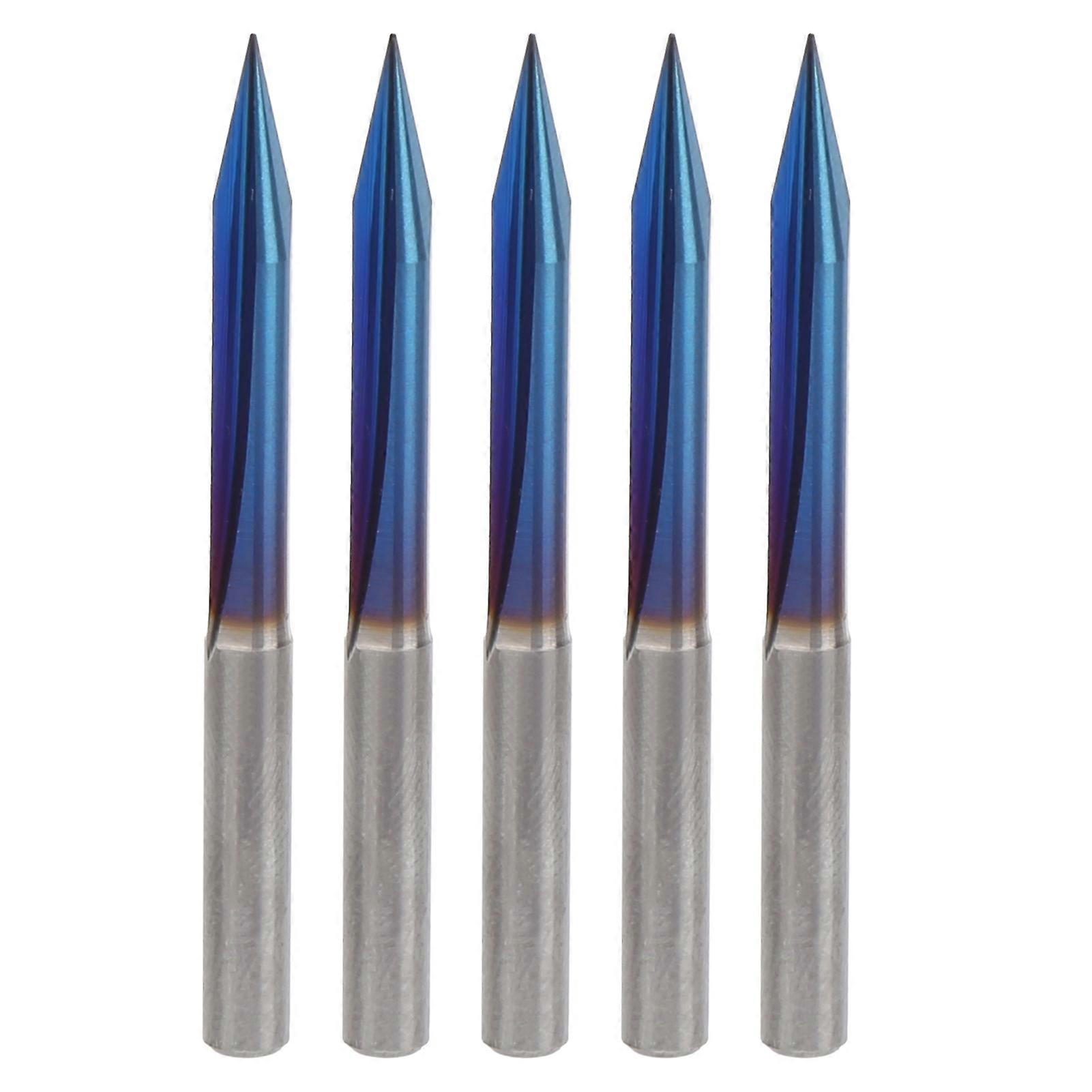 5pcs 2 Flutes V Tip Engraving Bit 4mm Shank Straight End Mill Cutter Carving Tool 4x0.3x20