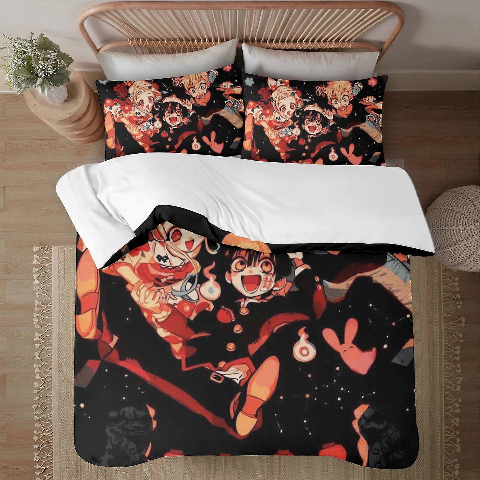 Bedding set BM578 Toilet-bound Hanako-kun Soft 3D Printed Duvet Cover Bedding Set with Comforter Cover 3 Piece Set Includes 2 Pillowcases and 1 Cover