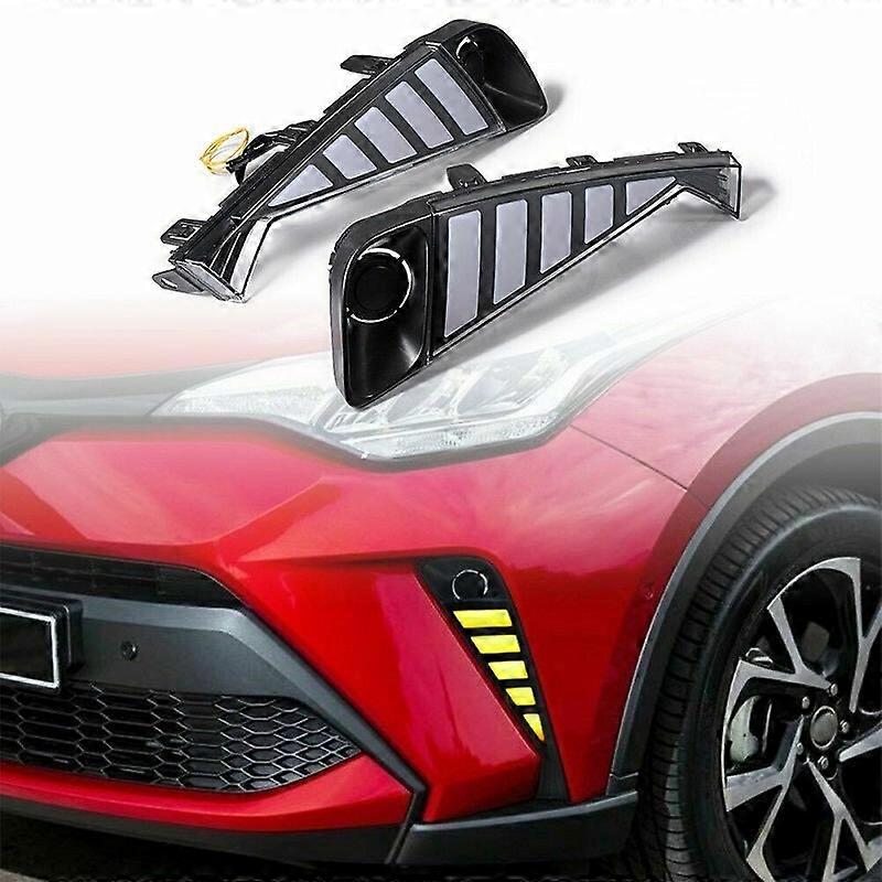 2Pcs Car LED DRL fog light For Toyota C-HR CHR 2020 2022 Turning Yellow Signal Fog Lamps Daytime Running Light