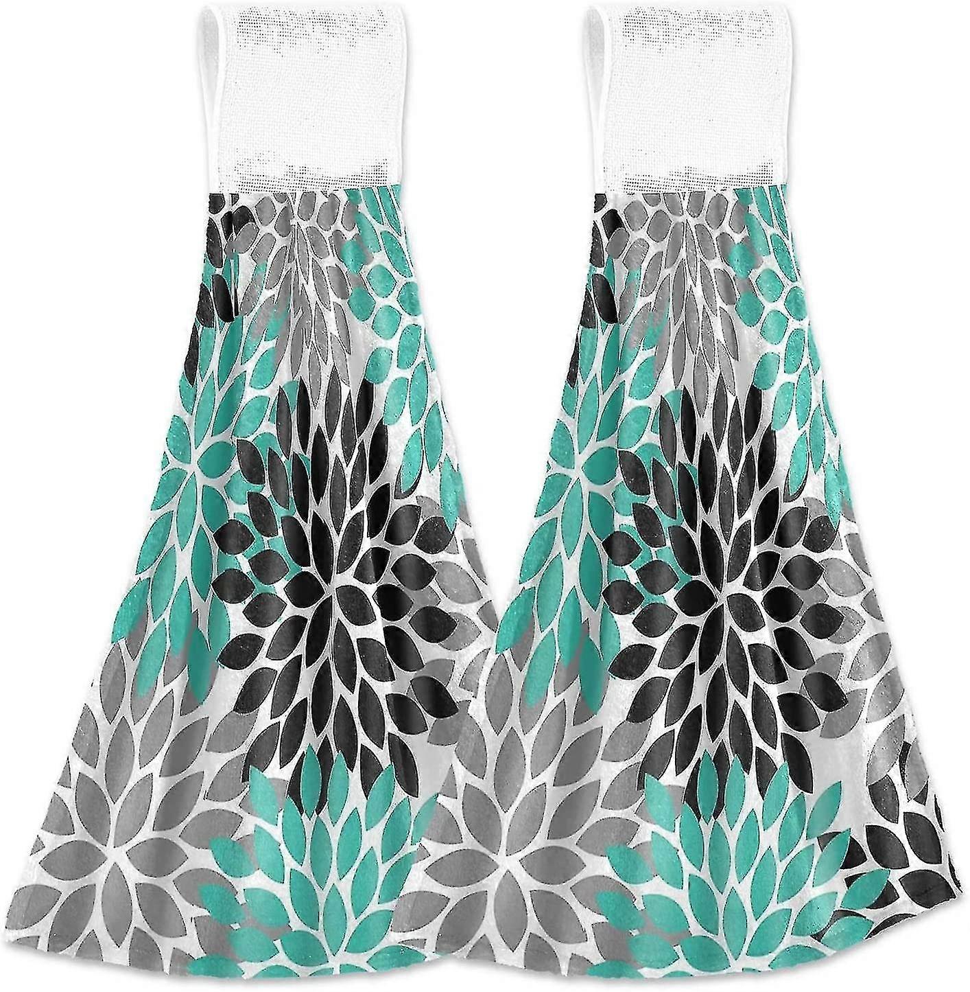 Turkos Dahlia blomma hängande kökshanddukar 2 stycken disktrasa slips handdukar gåva