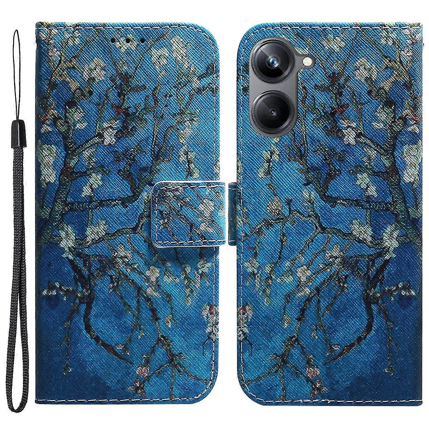 For Realme 10 Pro 5g Pattern Printing Pu Leather Wallet Phone Case Stand Cover With Wrist Strap