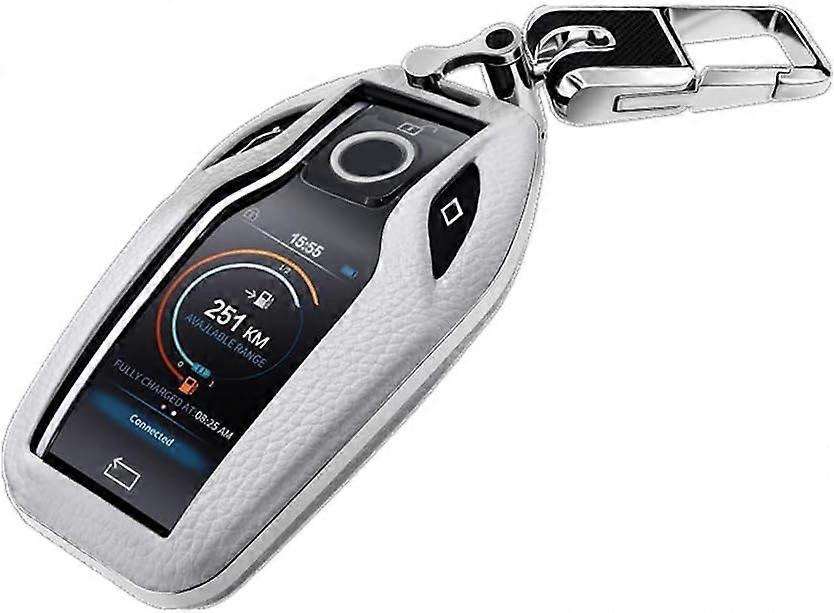 Kožený kryt na klíče od auta Pouzdro Keychain pro BMW řady 5 řady 7 2016 2017 2018 Smart Remote Key (hnědý)