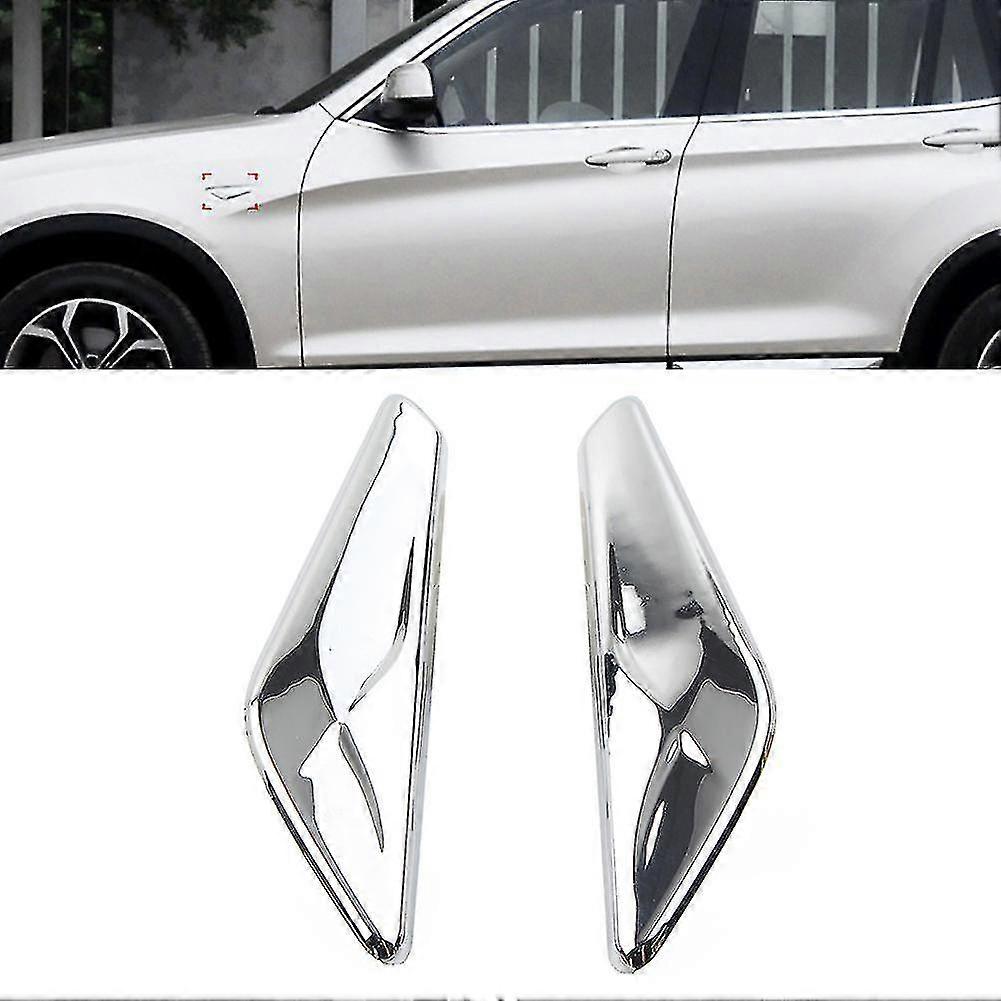 Soillar Pair Chrome Fender Trim Finishers For BMW X3 F25 (2013-2017) & X4 F26 - Left & Right Front