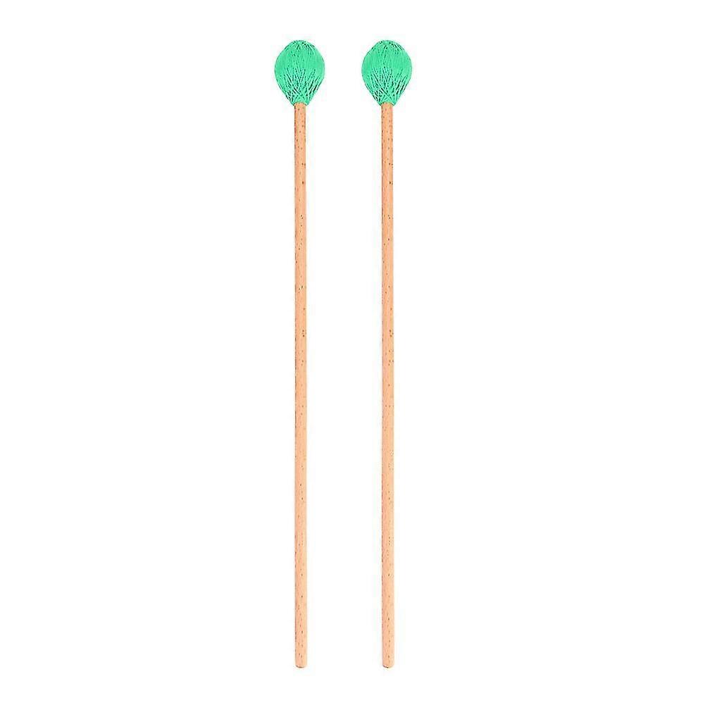 1 Pair Wool Head Keyboard Marimba Mallets with Beech Handles for Intermediate Player(Green)