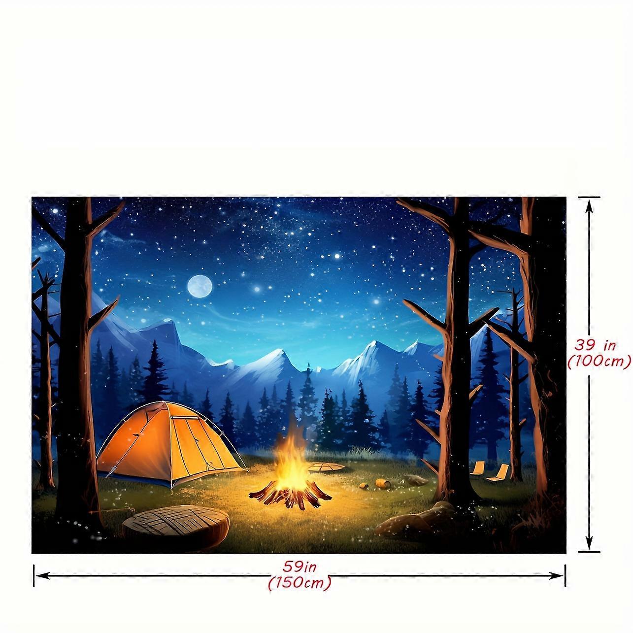 1pc Forest Night Scene Photography Backdrop for Outdoor Camping Theme Party Decorations and Photo Booths