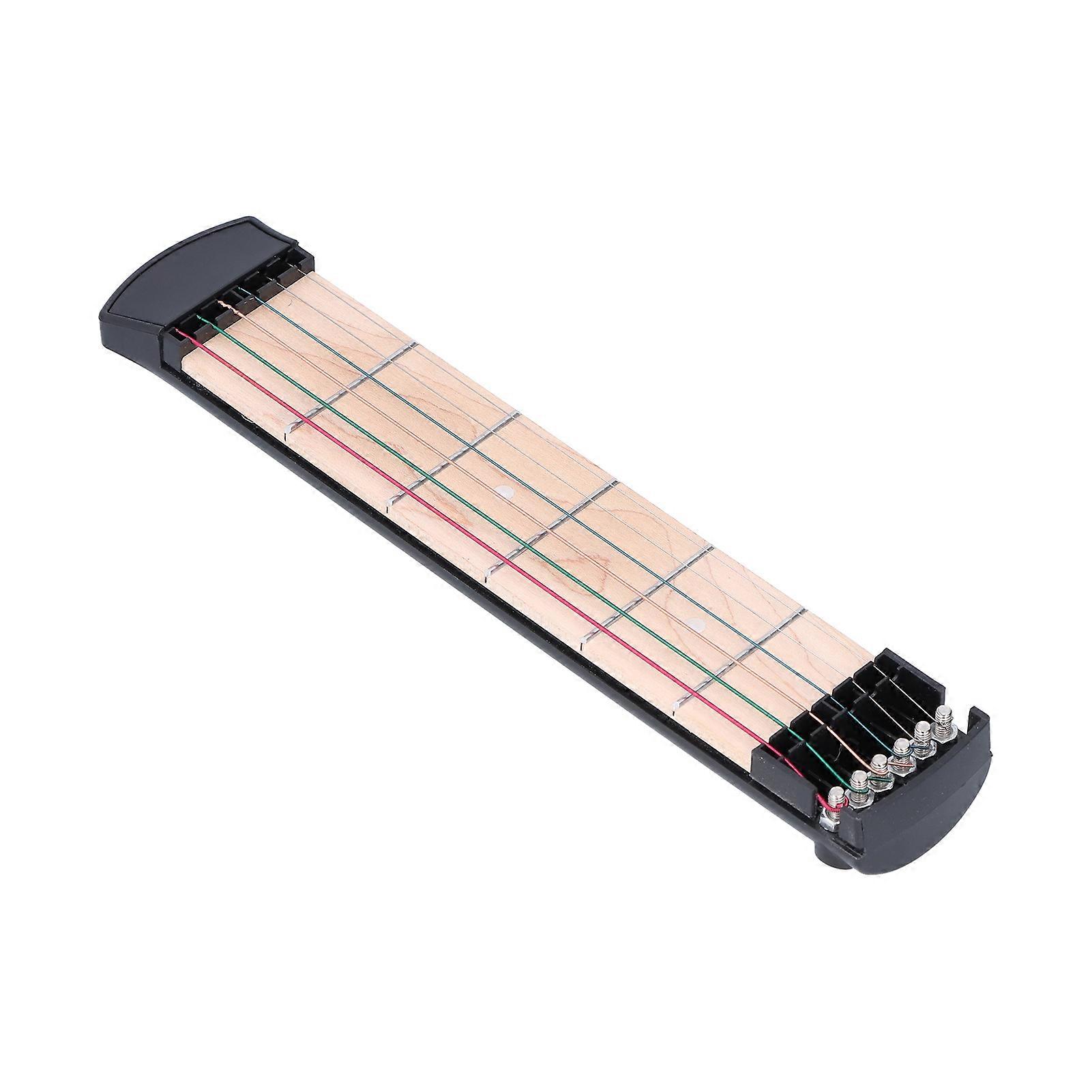 Pocket Guitar Chord Trainer Portable Beginner Tool with 6 Colorful Strings and Fingerboard