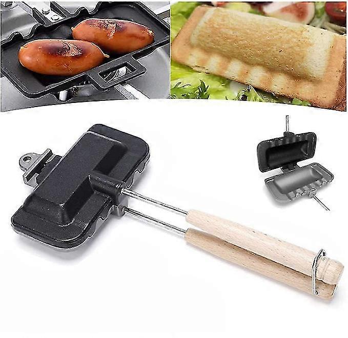 Removable Sandwich Baking Tray Kitchen Double Sided Skillet Double Sided Frying Pan Non-stick Flip Folding Frying Pan-c