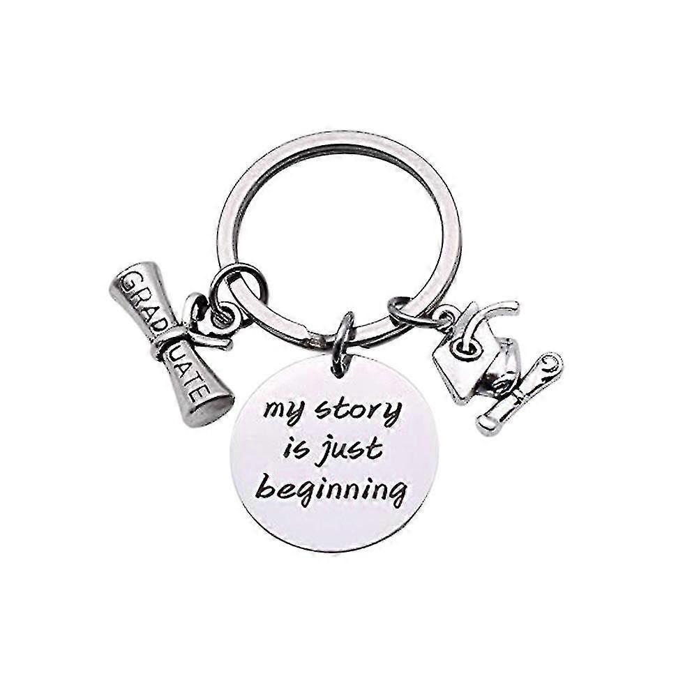 Graduate Diploma Keychain - Silver Notebook Pendant Gift for Student