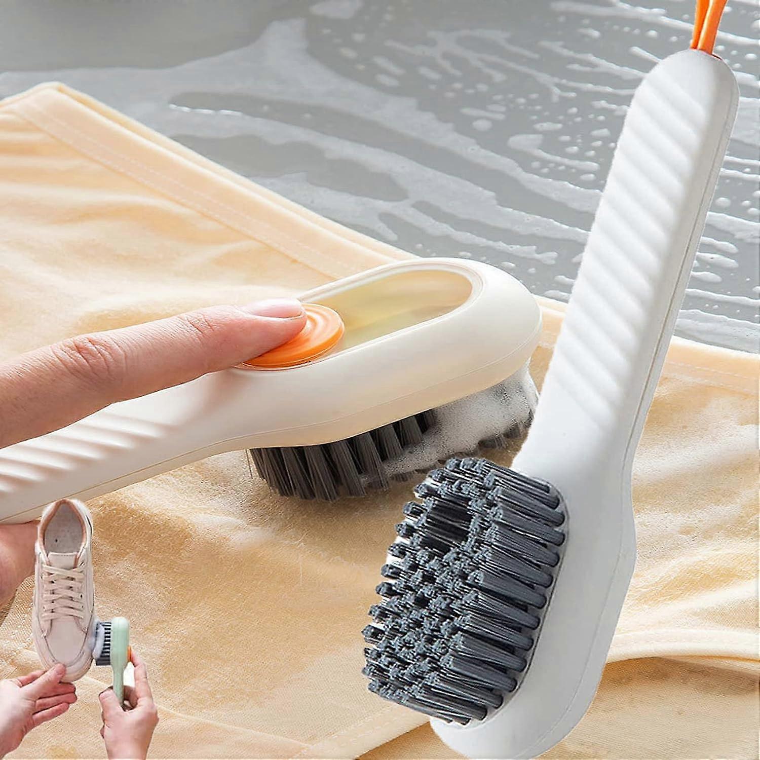 Płynna szczotka do czyszczenia miękkiego futra, wielofunkcyjna szczotka do butów z pojemnikiem na płyn, szczotka do czyszczenia butów z długim uchwytem