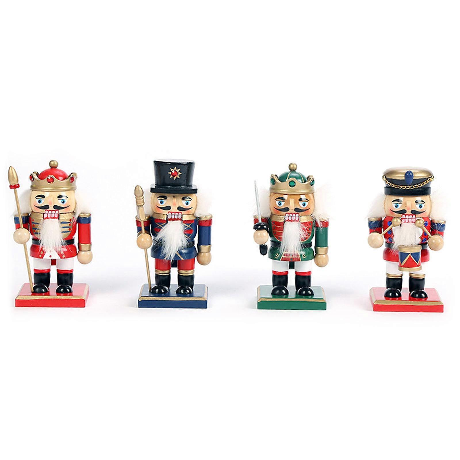 クリスマスウッドくるみ割り人形ソルジャーオーナメント4個/クリエイティブウッドクラフト用セット