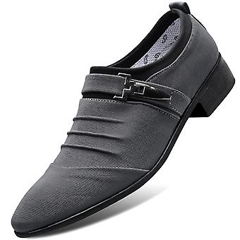 Mens Loafers Formal Party Dress Shoes Buckle Smart Wedding Office Work Shoes (grey)