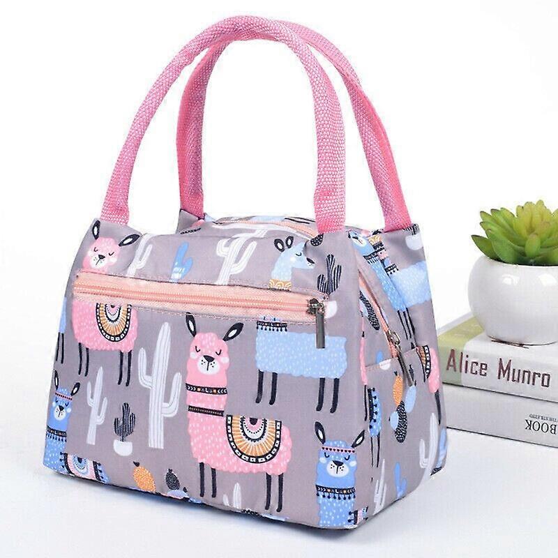 Lunch Bag Women's Portable Bento Box Alpaca Cactus Unicorn Flamingo Bear Insulated Thermal Cooler Carry Office Storage Bag Lunch Boxes & Totes