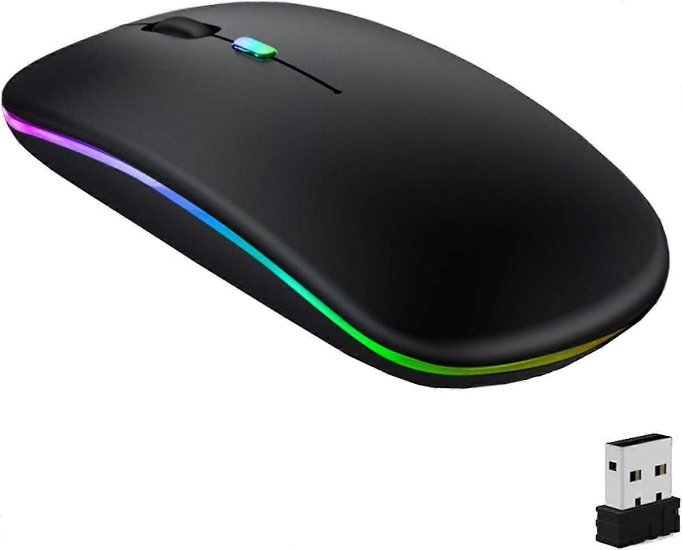 Rechargeable Wireless Mouse,Bluetooth Mouse,Two Modes(BT 5.1+2.4G Wireless) Ultra-Slim/Quiet(800-1200-1600),with USB Cable,Wireless Mouse for PC/Table