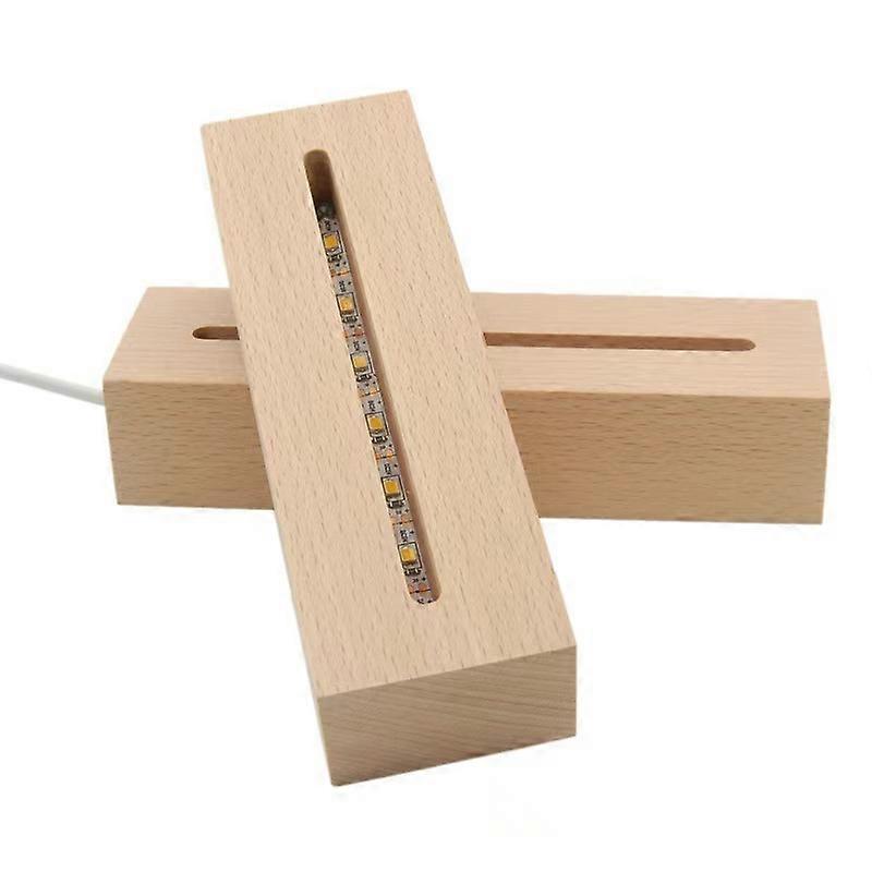 Rectangle Solid Beech Wooden LED Base for Resin Letter Lamp Acrylic Glass Resin Art Wood Light Display Base Led Stand Dropship