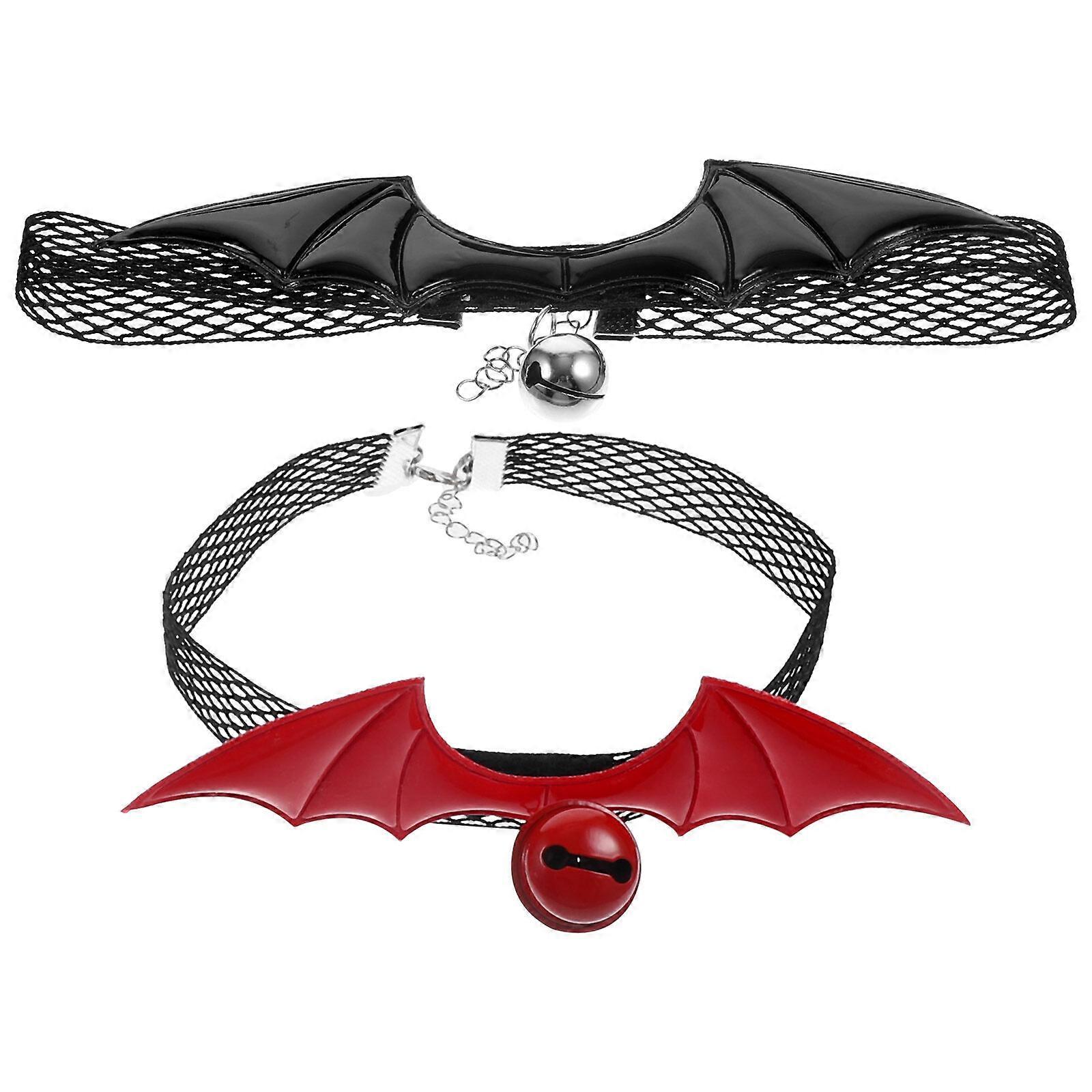 2pcs Separate Type Cat Collar with Bell Adjustable Bat Wing Halloween Cat Collar