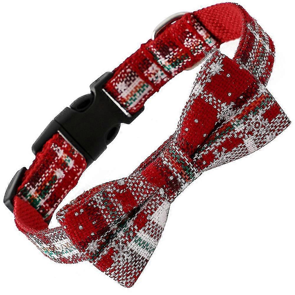 Collier pour chien et chat avec nœud papillon Buffalo Snowflake, rouge