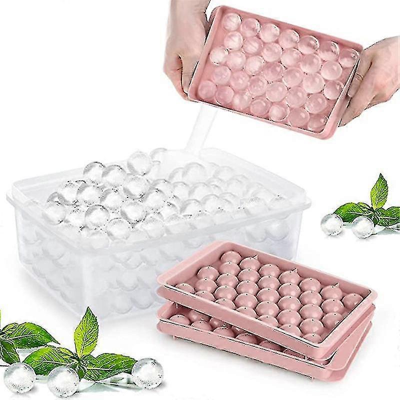 4pcs Round Ice Cube Tray With Lid Ice Ball Maker Mold For Freezer With Container Mini