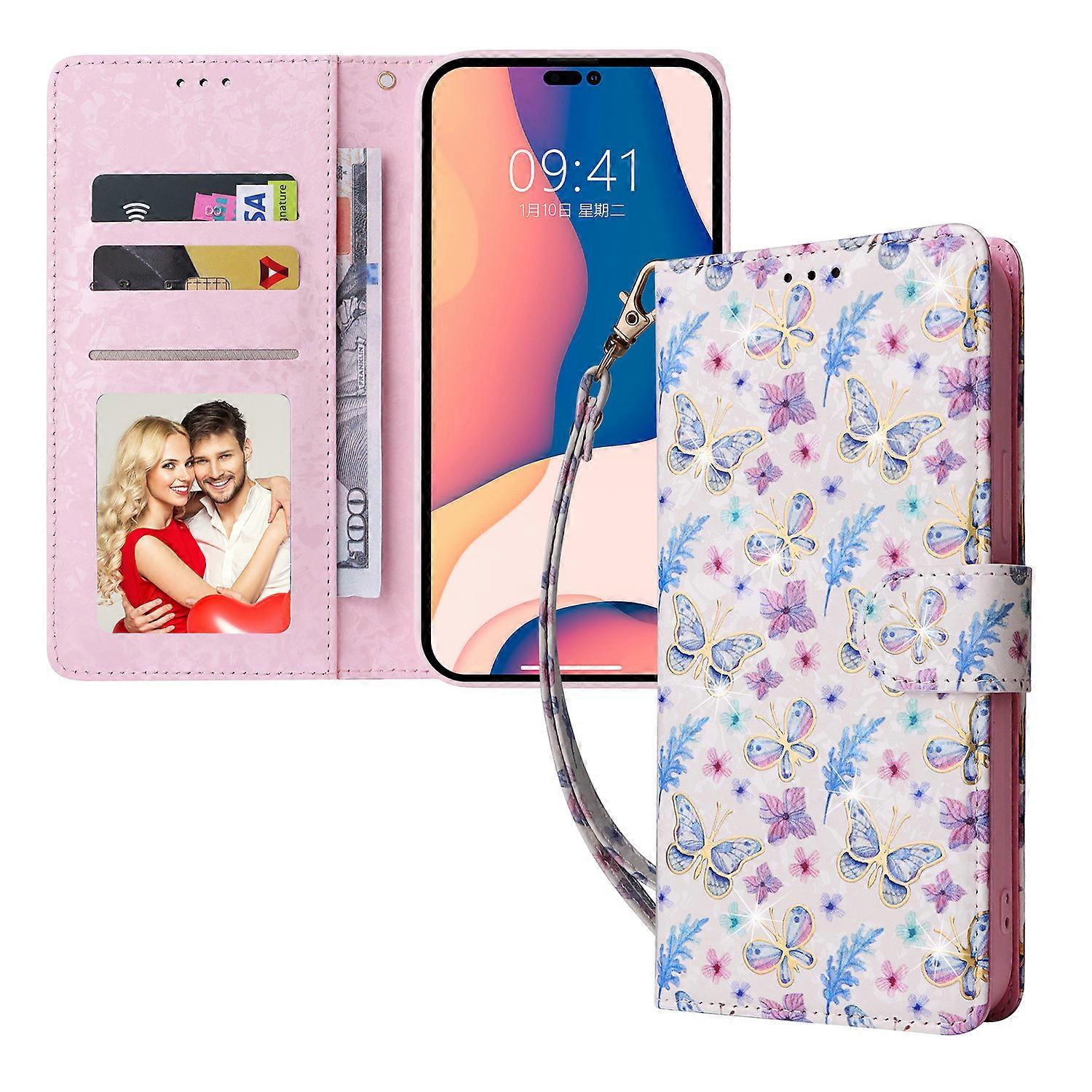 New Ladies Special Flower Pattern Bronzing Printed Wallet Style Mobile Phone Protective Cover For iPhone 13 Mini